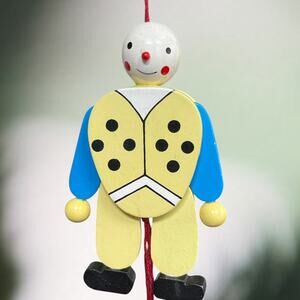 Vtg. Jumping Jack Toy German Hampelmann Clown Christmas Holiday Ornament Works